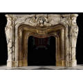 Indoor carved cultured marble fireplace surround